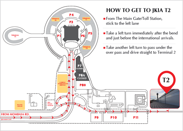 JKIA Map from Mombasa Road