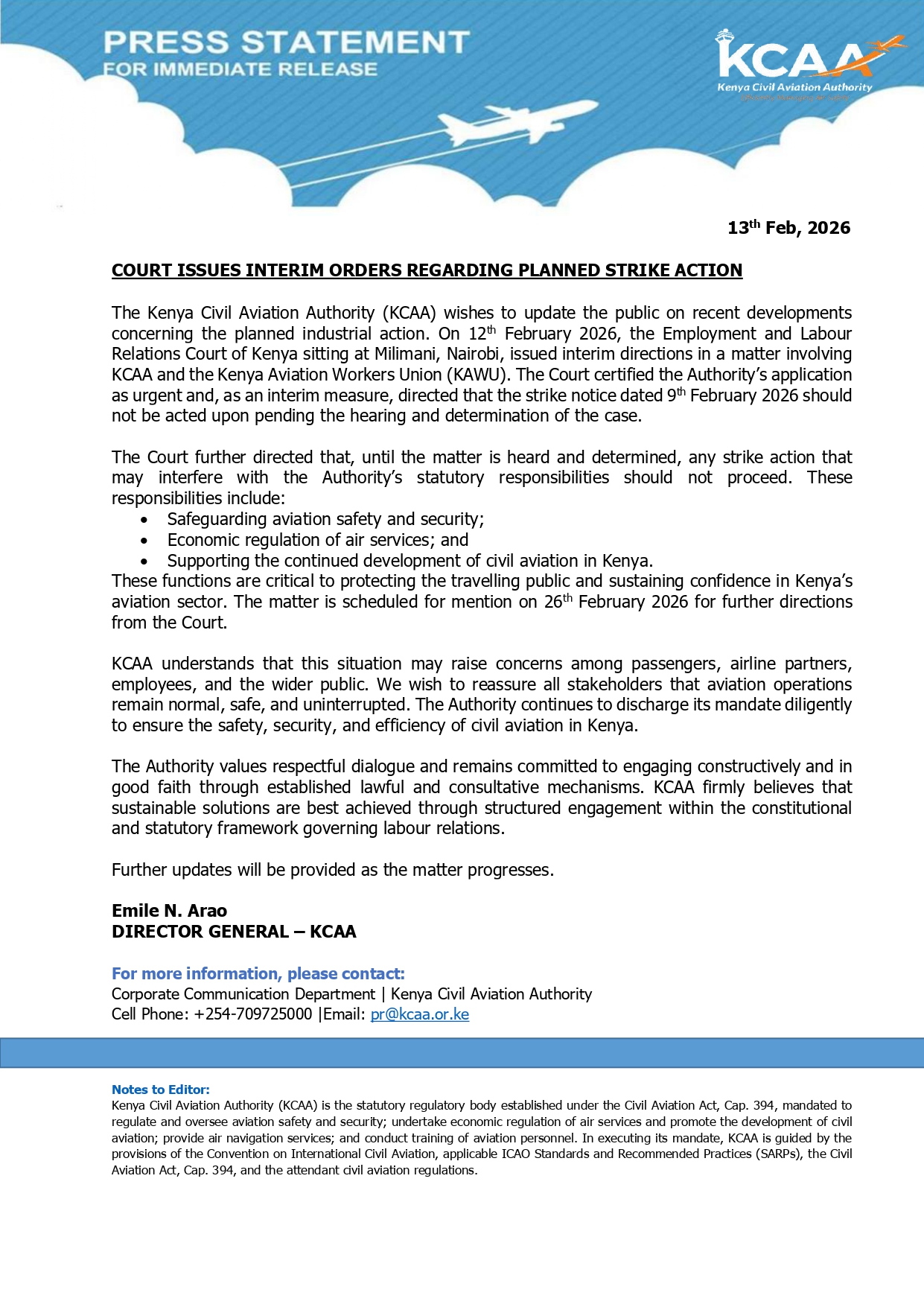 Court Issues interim orders stopping the NBO Strike by workers